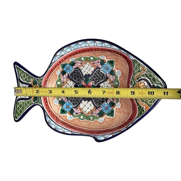 Hernandez Puebla Mexico Talavera Pottery Colorful Fish Dish Bowl Wall Decor - Picture 3 of 12